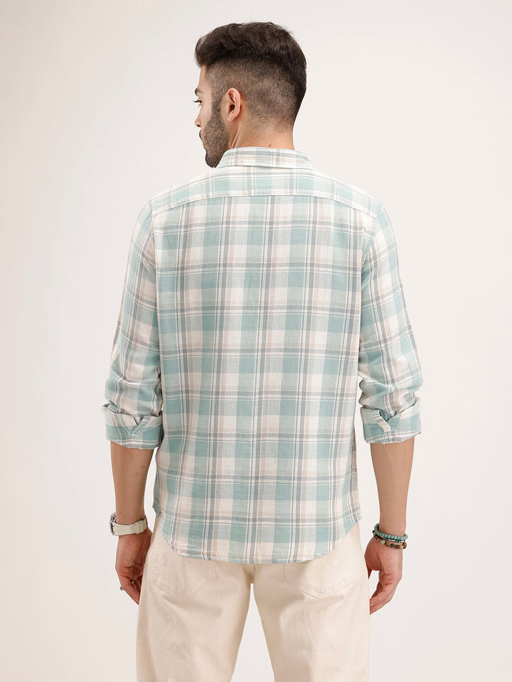 Regular Fit Checkered Shirt | Green