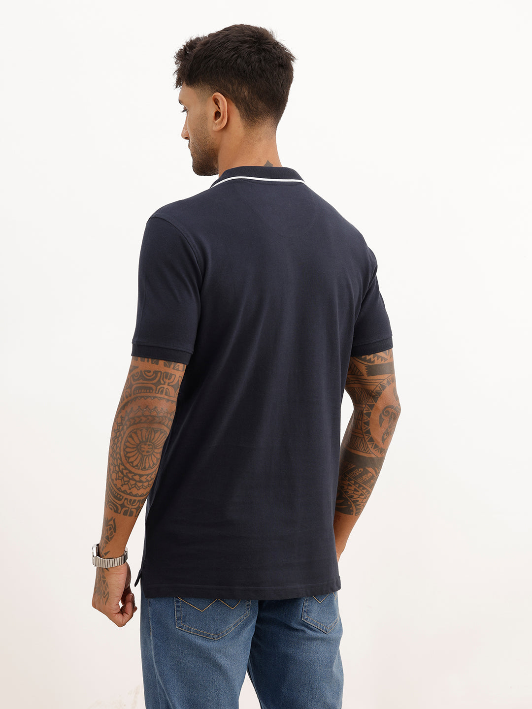 Slim Fit Tipping Collar Polo T-Shirt | Navy Blue