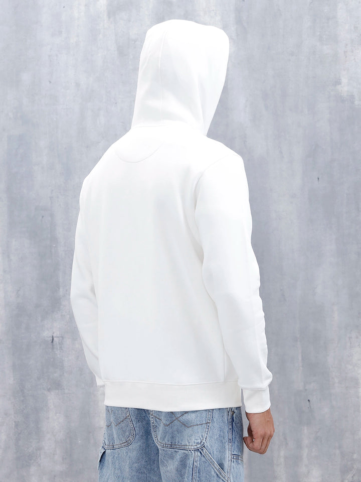 Men’s Solid Zip-Up Hoodie Sweatshirt | Snow White