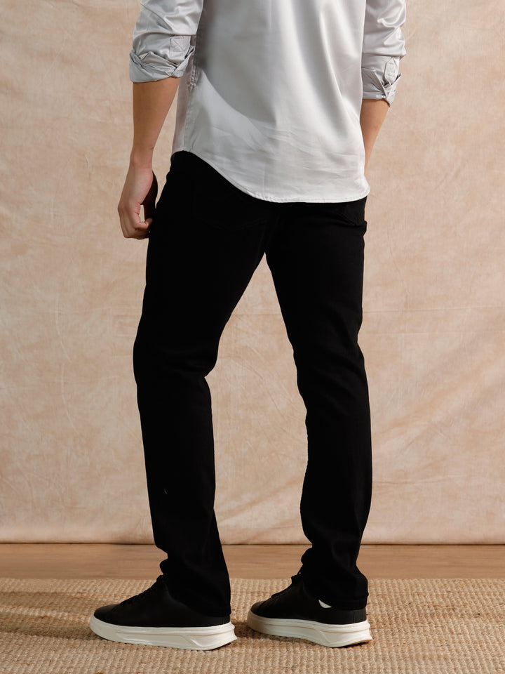 Solid Look Straight Fit Jeans | Black