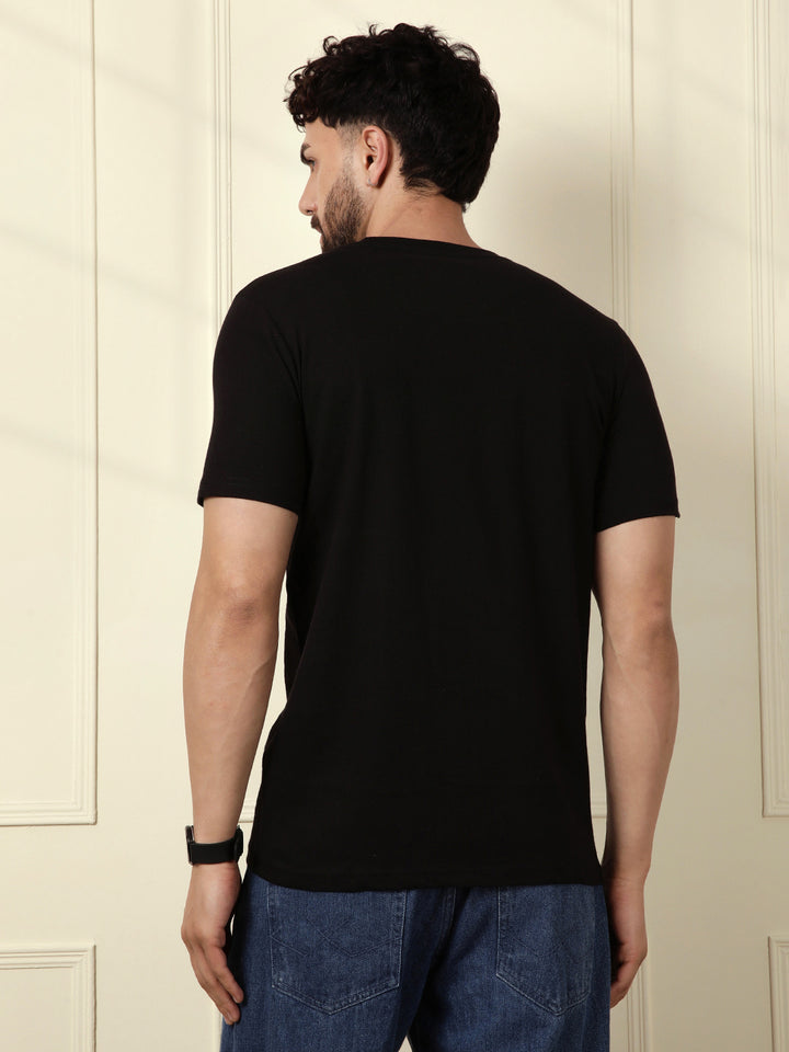 Fluid Printed Slim Fit T-Shirt | Black