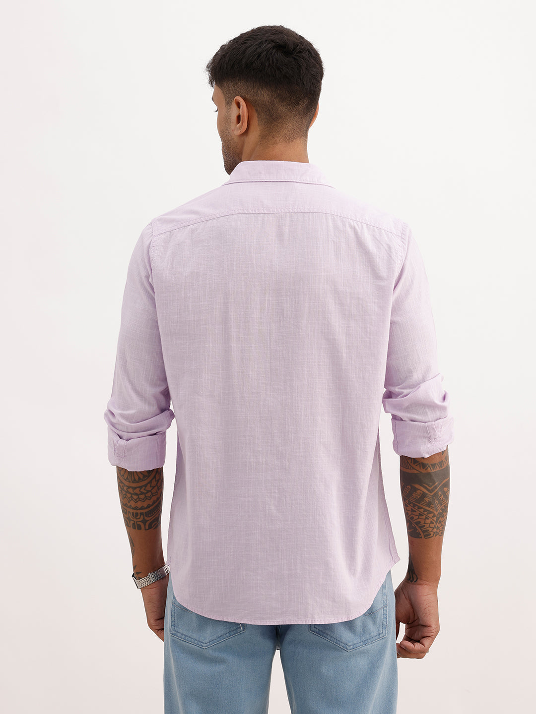 Solid Slim Fit 100% Cotton Shirt | Purple