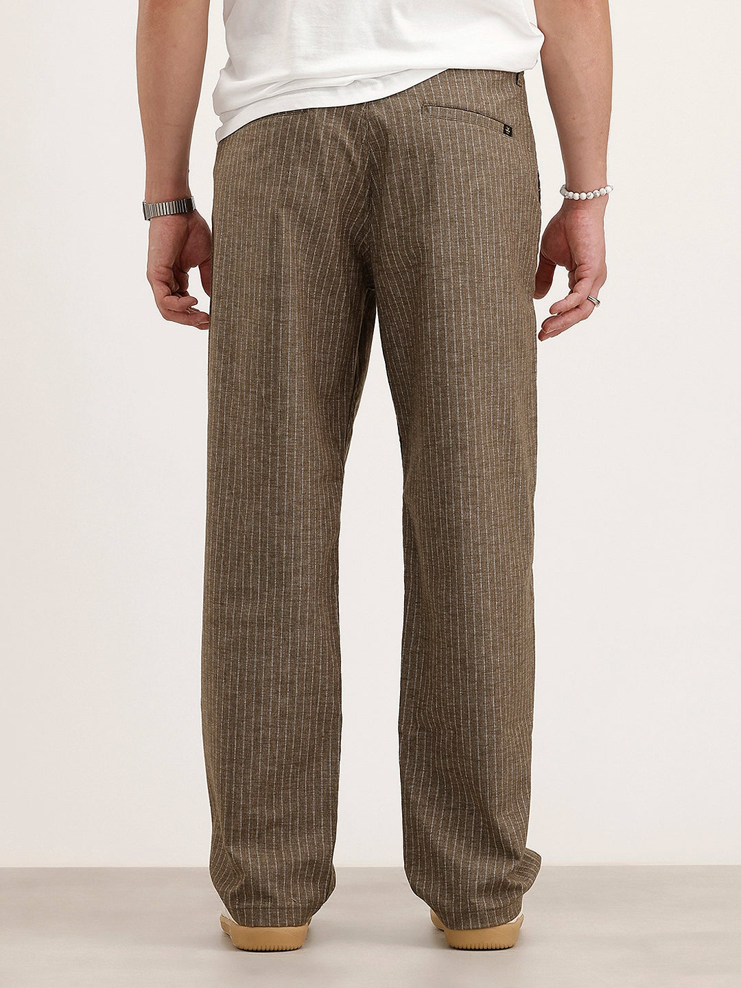 Loose Fit Linen Blend Parachute Trouser | Brown