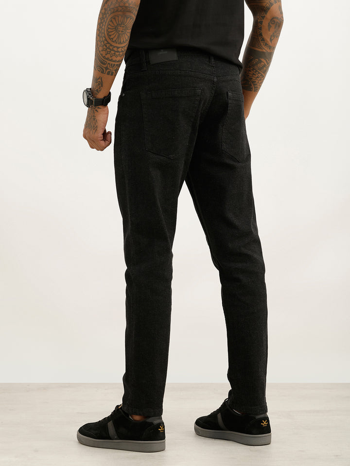 Solid Slim Cropped Denim Jeans | Black