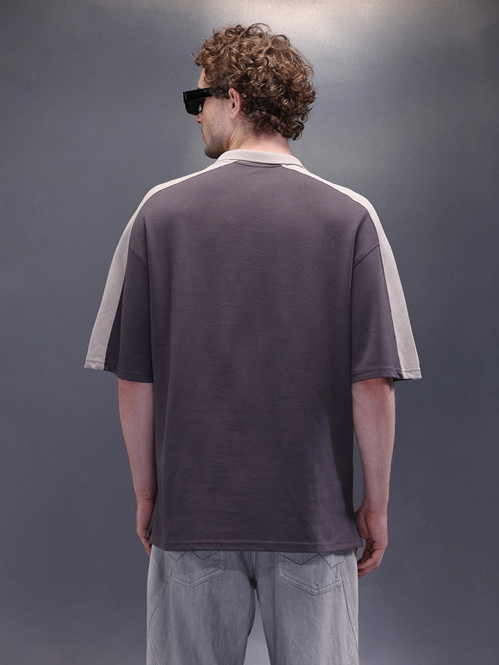 Retro Look Jhonny Collar Polo With Hd Print | Charcoal