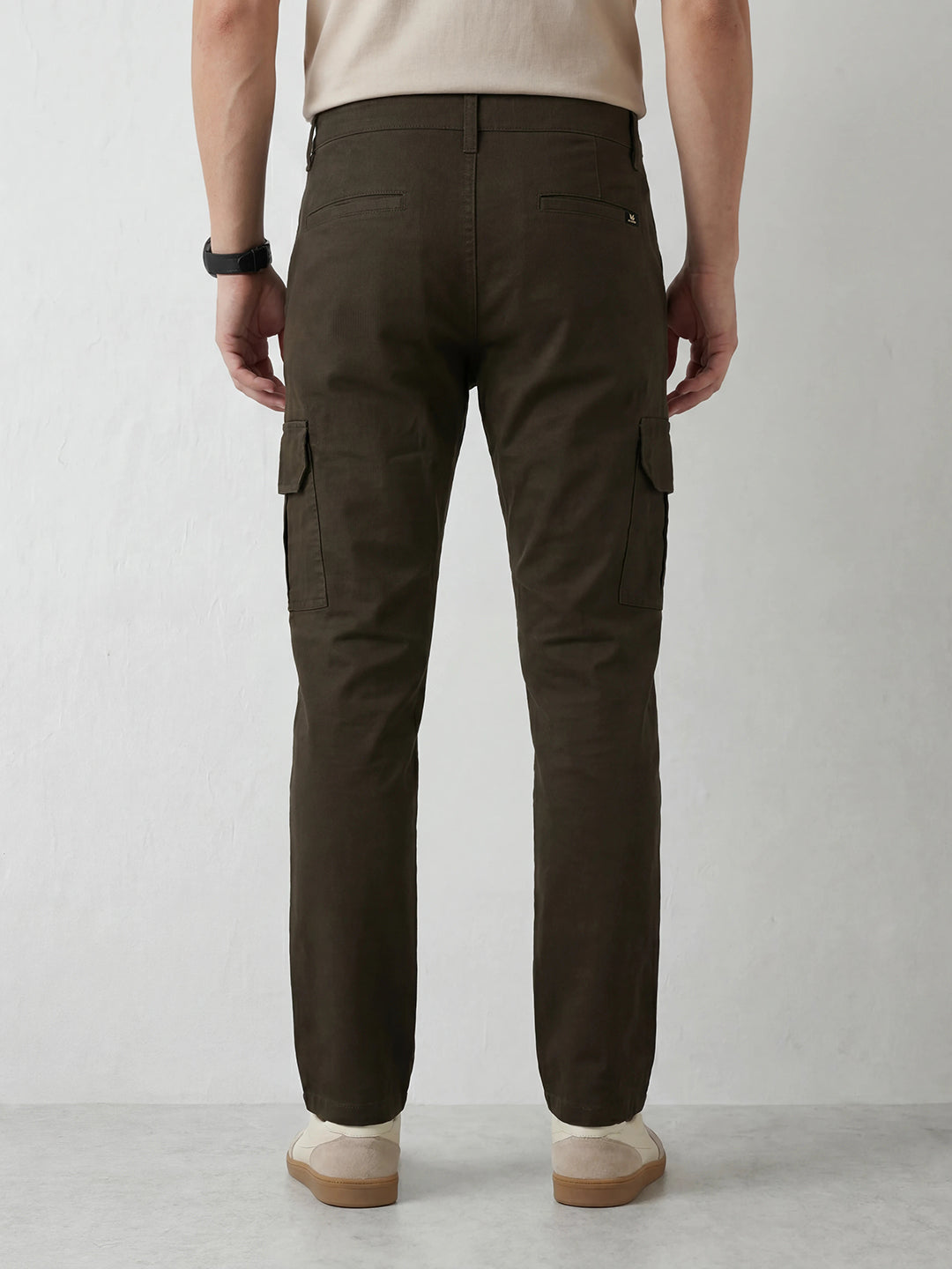 Straight Fit Solid Cargo Trouser | Olive