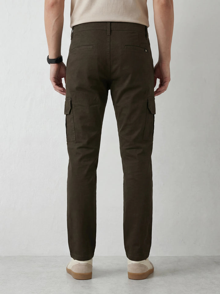 Straight Fit Solid Cargo Trouser | Olive