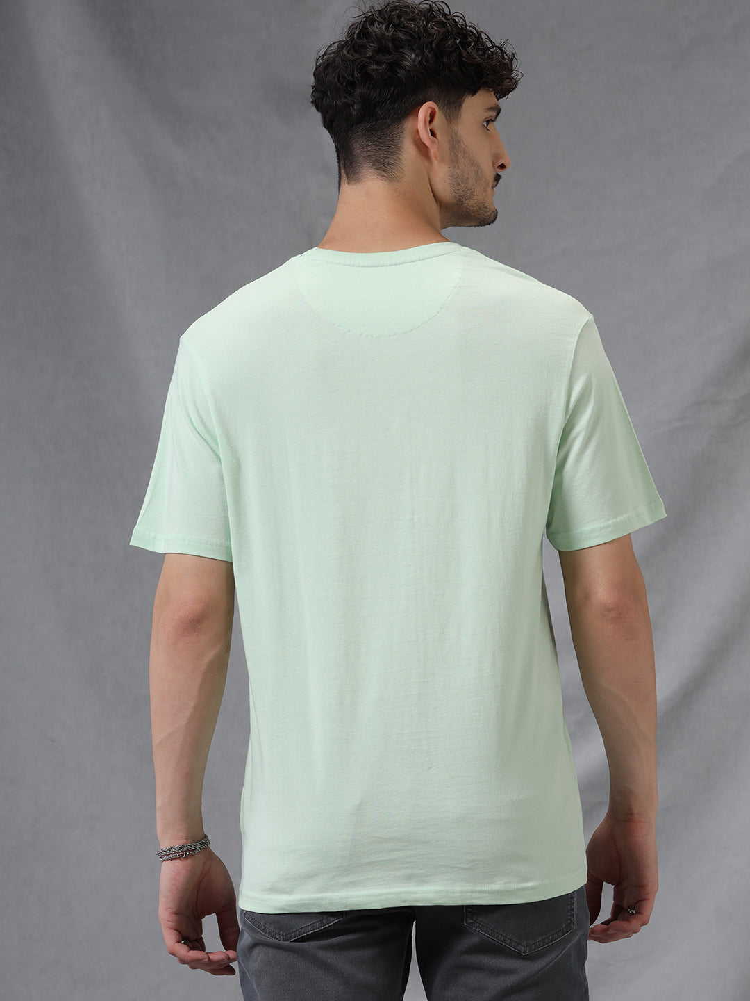 Wrogn Drip Green Crew Neck T-Shirt