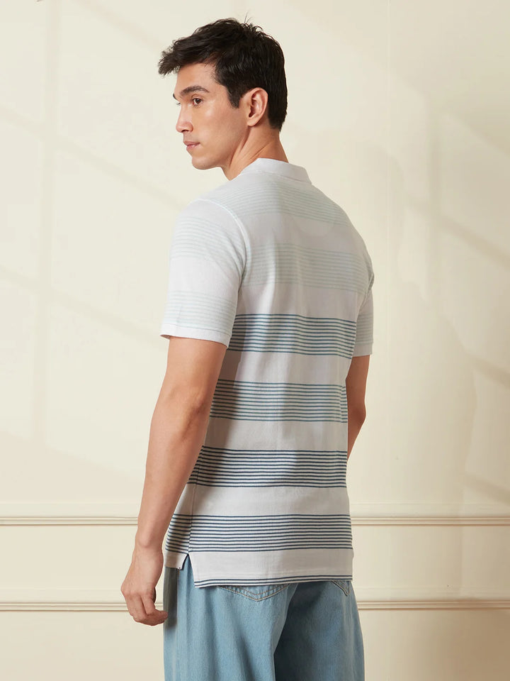 Yarn Dyed Ombre Polo T-Shirt | Navy Blue