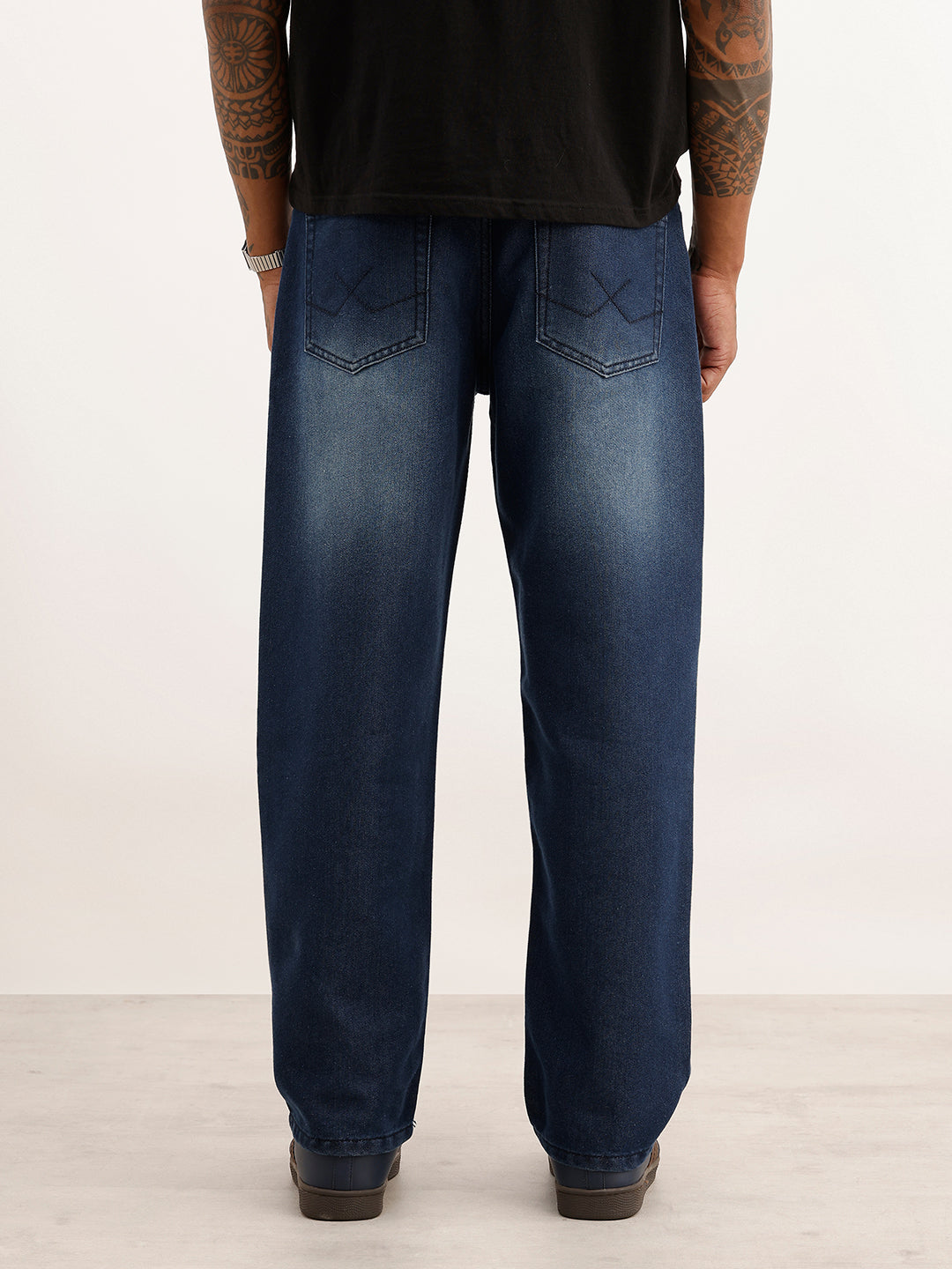 Loose Fit Faded Denim Jeans | Blue