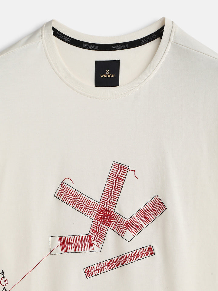 Embroidered Logo Oversized T-Shirt | Off White