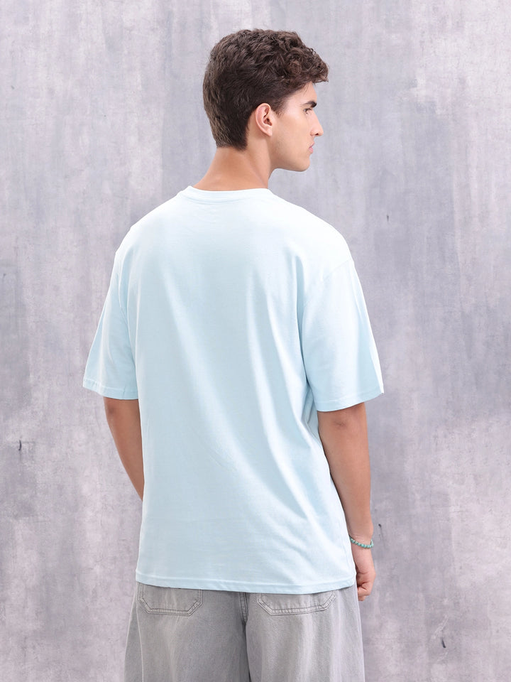 Dice Inspired Graphic Printed Oversized Fit T-shirt | Light Blue