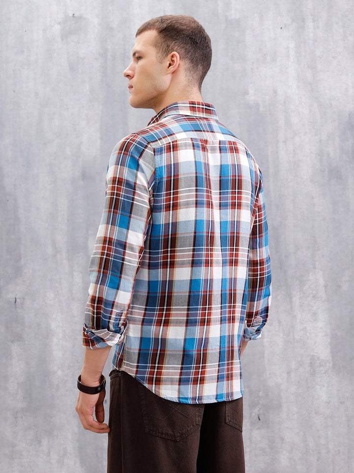 Checkered Full Sleeve Regular Fit Shirt | Blue