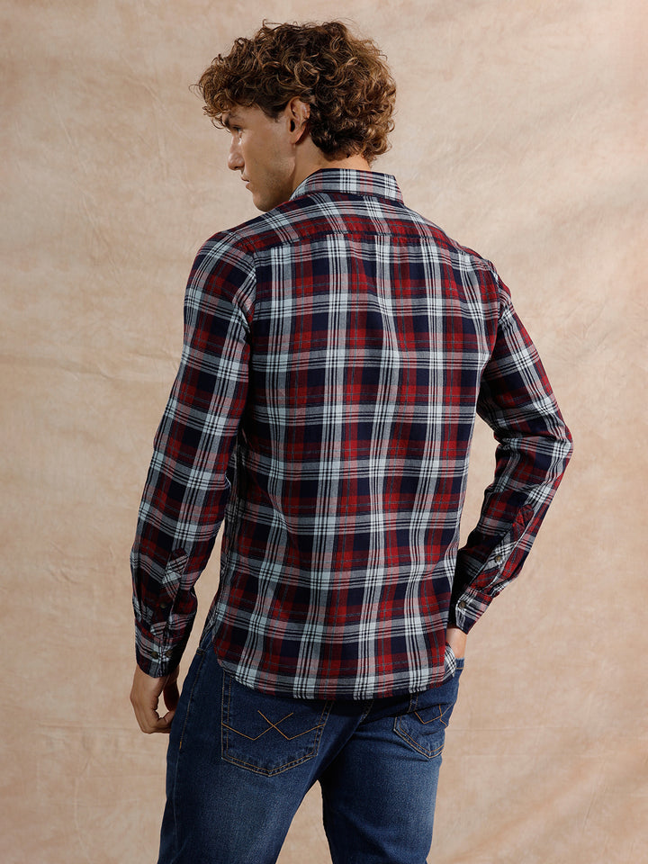 Twill Checked Regular Fit Shirt | Blue