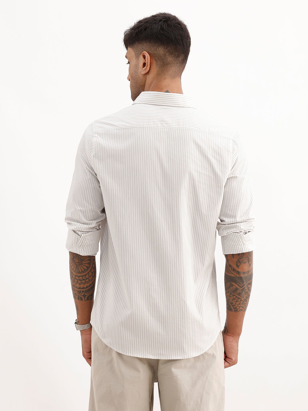 Classic Striped Full Sleeve Shirt | Grey