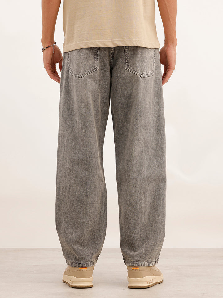 Loose Fit Faded Denim Jeans | Grey