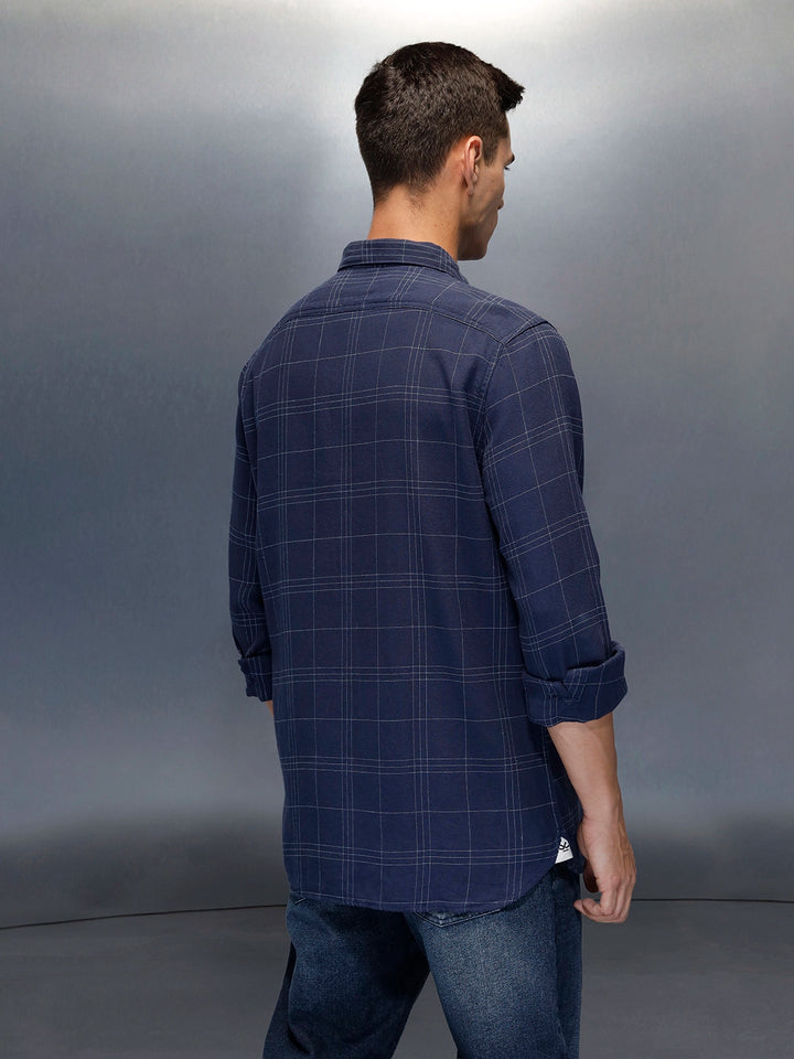 Men's Casual Regualr Fit Checkered Pattern Shirt | Black