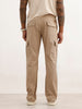 Solid Straight Fit Cargo Trouser | Khaki