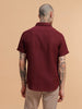 Textured Short Sleeve Shirt | Maroon
