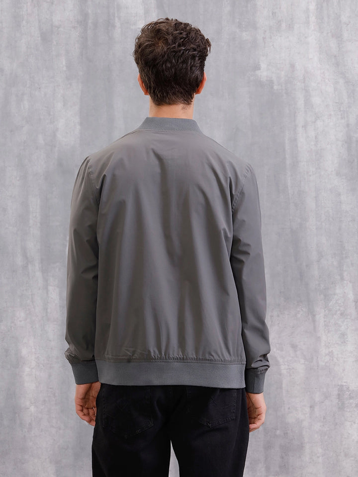 Solid Bomber Jacket | Grey