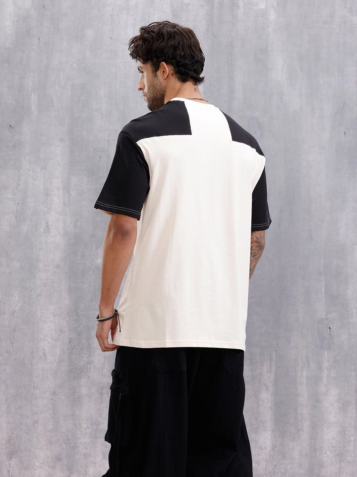 Graphic Printed Oversized Fit Cut &Sew T-Shirt | Beige