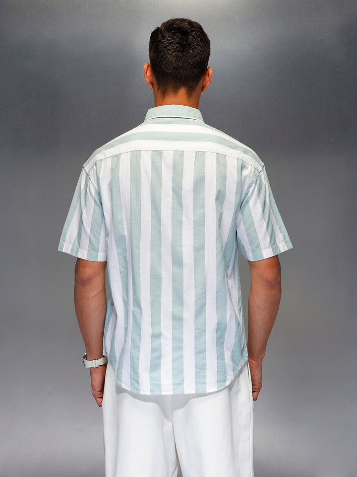 Men's casual oversize stripe shirt | White