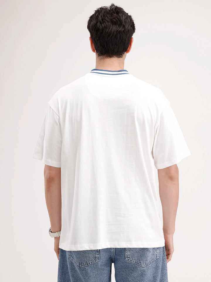 Oversized Contrast Collar T-Shirt | White