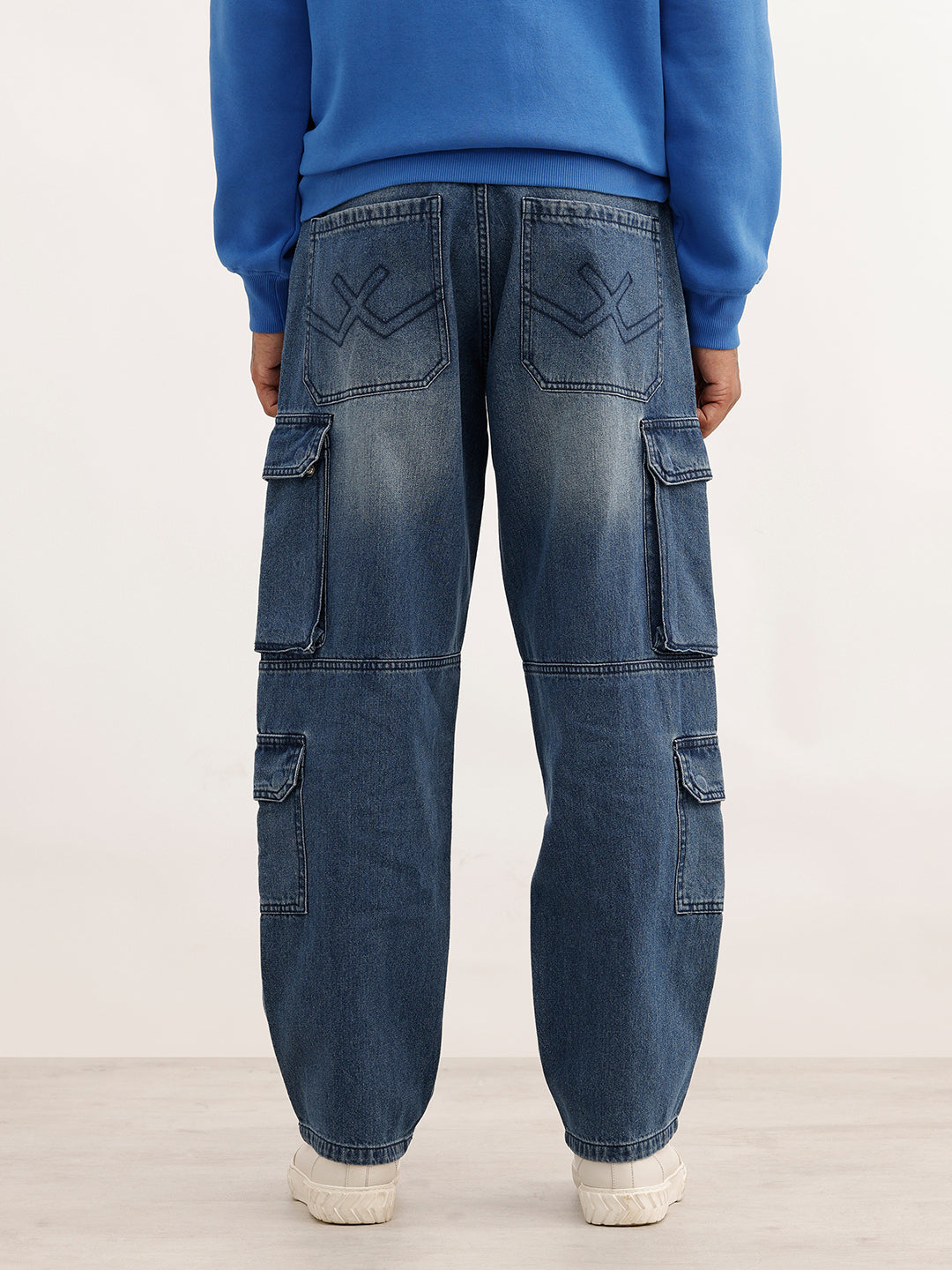 Faded Loose Fit Denim Cargo | Blue