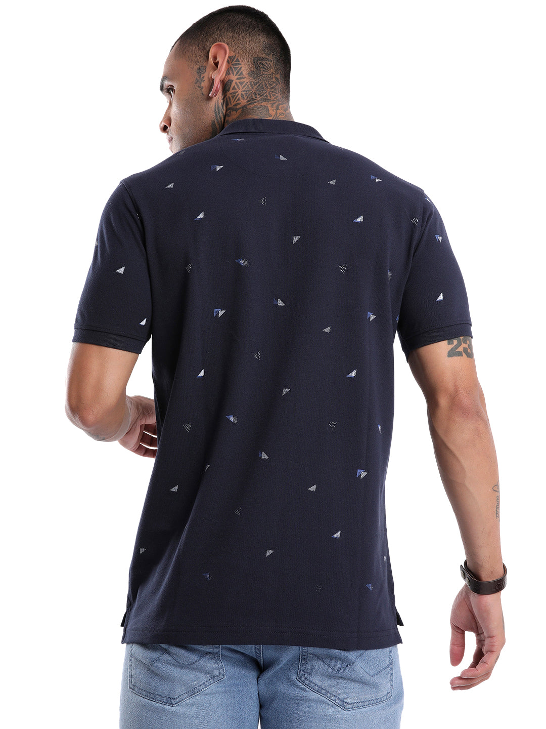 Classic Navy AOP Polo T-Shirt