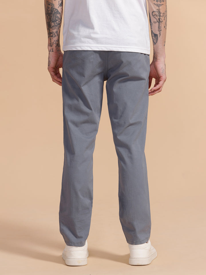 Cotton Blend Chino Trouser | Grey