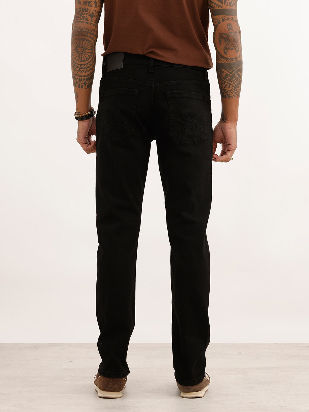 Solid Straight Fit Denim Jeans | Black