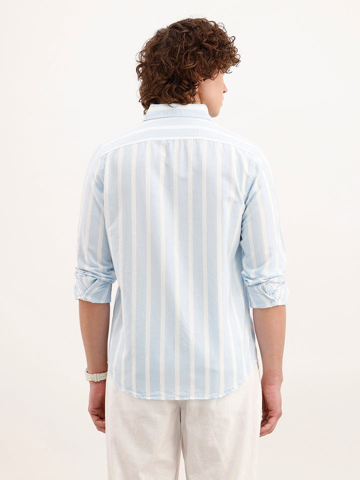 Regular Fit Striped Shirt  | Blue