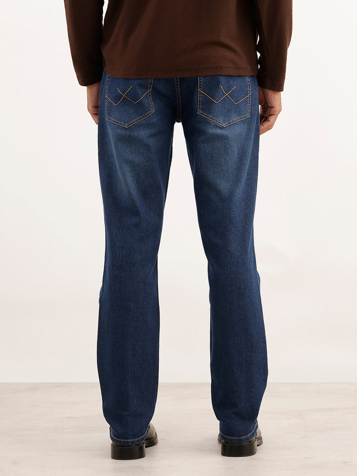Faded Straight Fit Denim Jeans | Blue