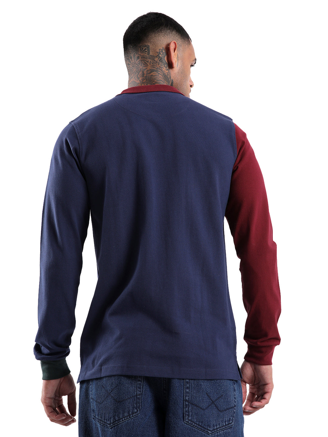 Colour blocked Navy Polo T-Shirt