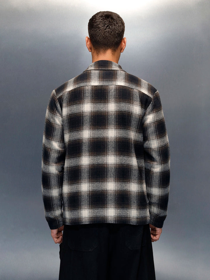 Men's Casual Regualr Fit Checkered Pattern Shacket | Black