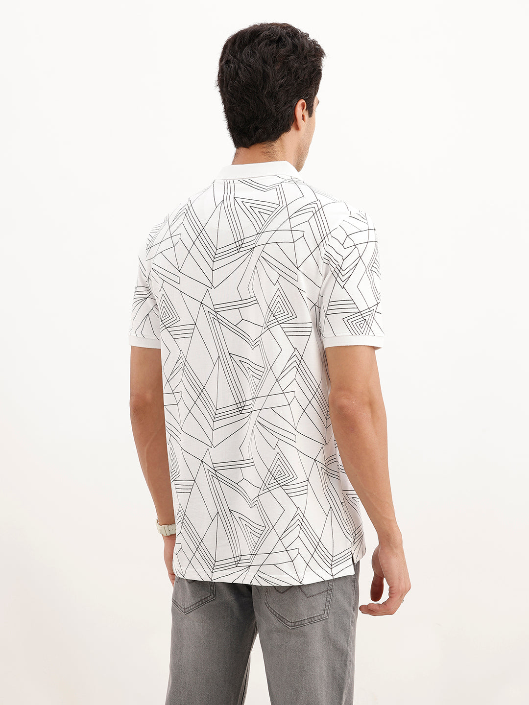 Slim Fit AOP Polo T-Shirt | White