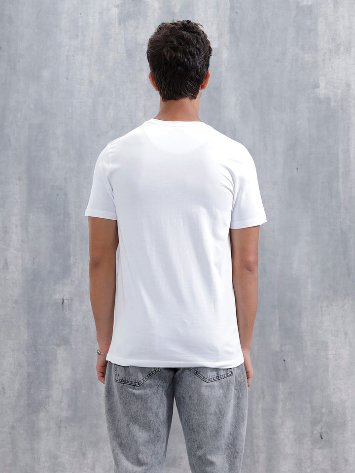 Graffiti Inspired Slim Fit Chest Graphic T-Shirt | White