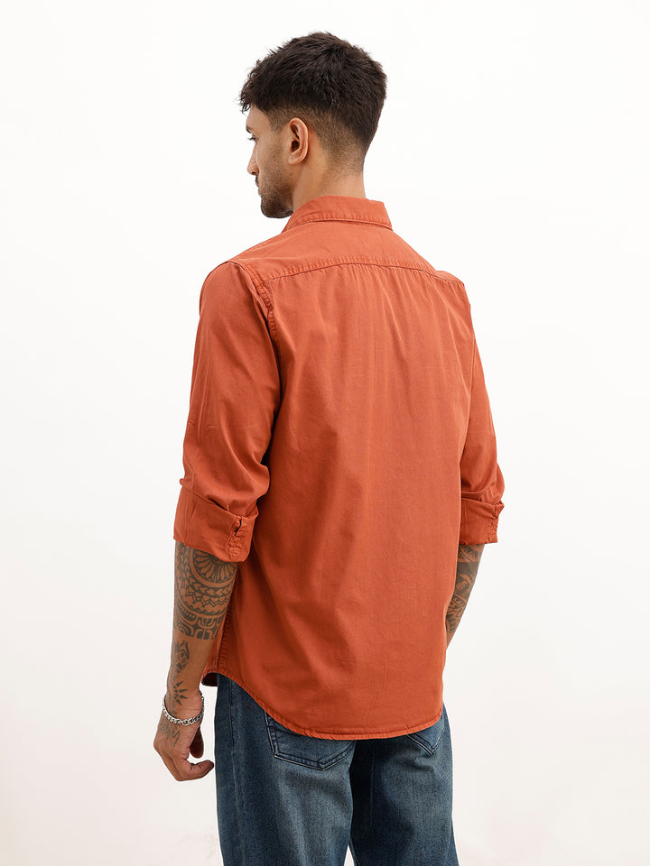 Comfort Fit Double Pocket Shirt | Rust