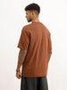 Oversized Placement Flock Printed T-Shirt | Brown