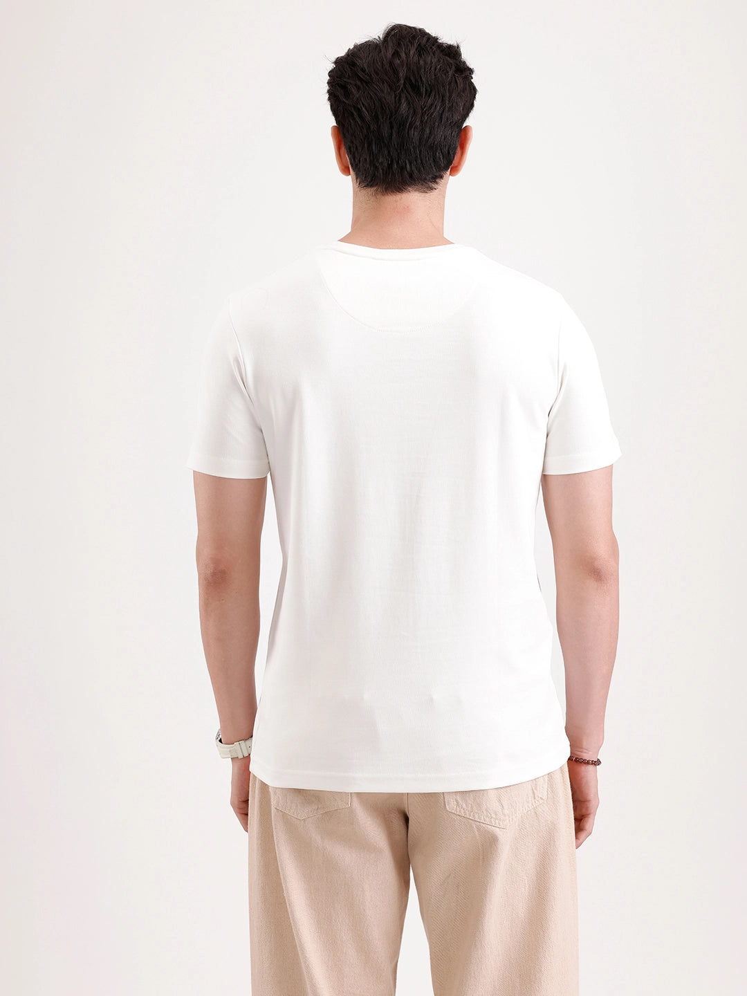Classic Half Sleeve Printed T-Shirt   |  Off White