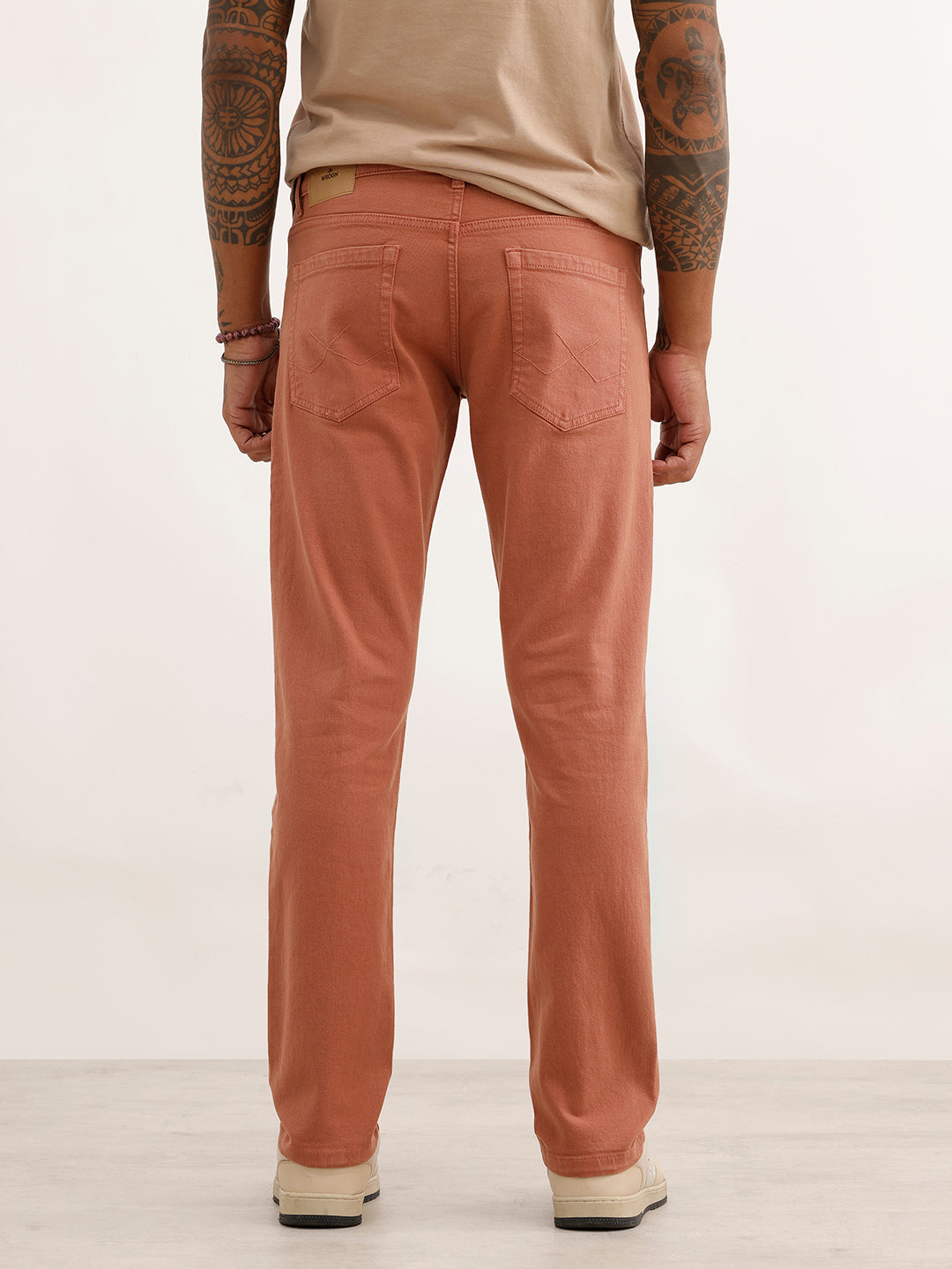 Solid Straight Fit Denim Jeans | Rust