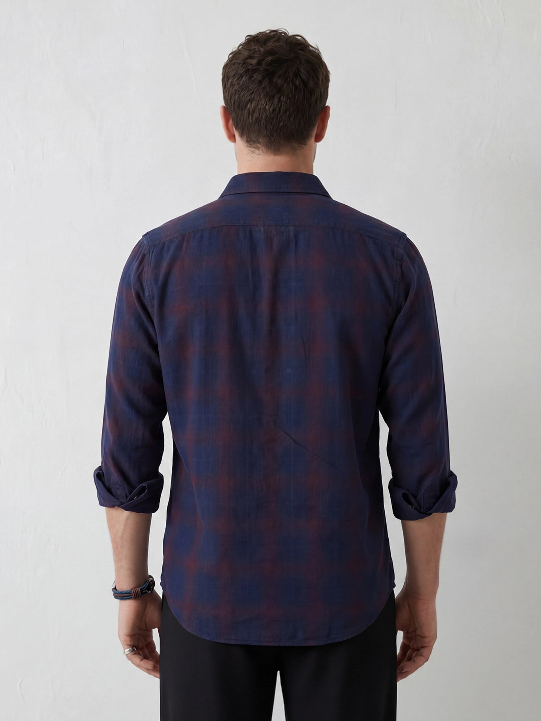 Slim Fit Checkered Shirt | Navy Blue