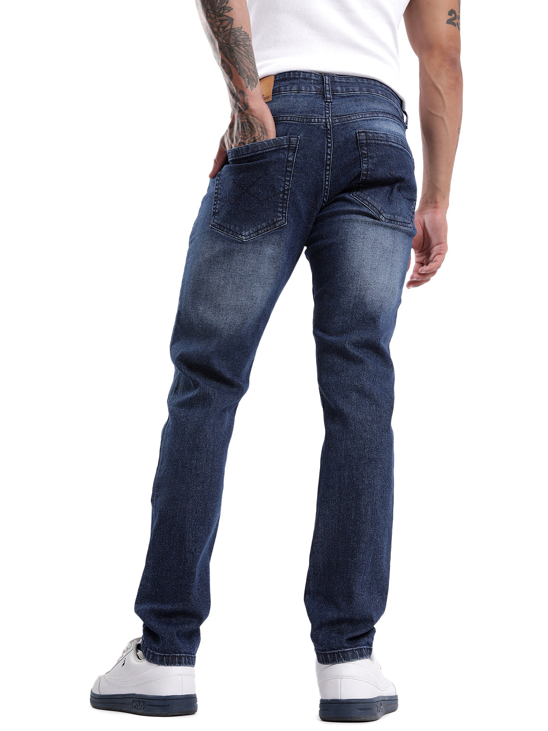 Solid Slim Fit Blue Twill Jeans