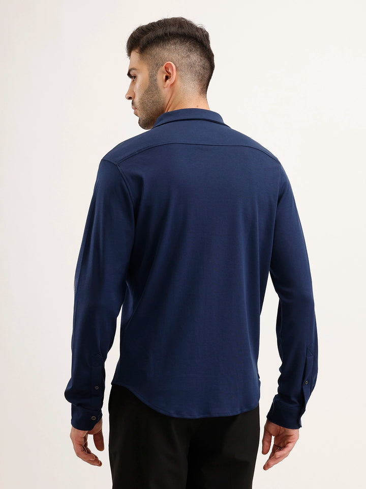 Slim Fit 100% Cotton Shirt | Navy Blue
