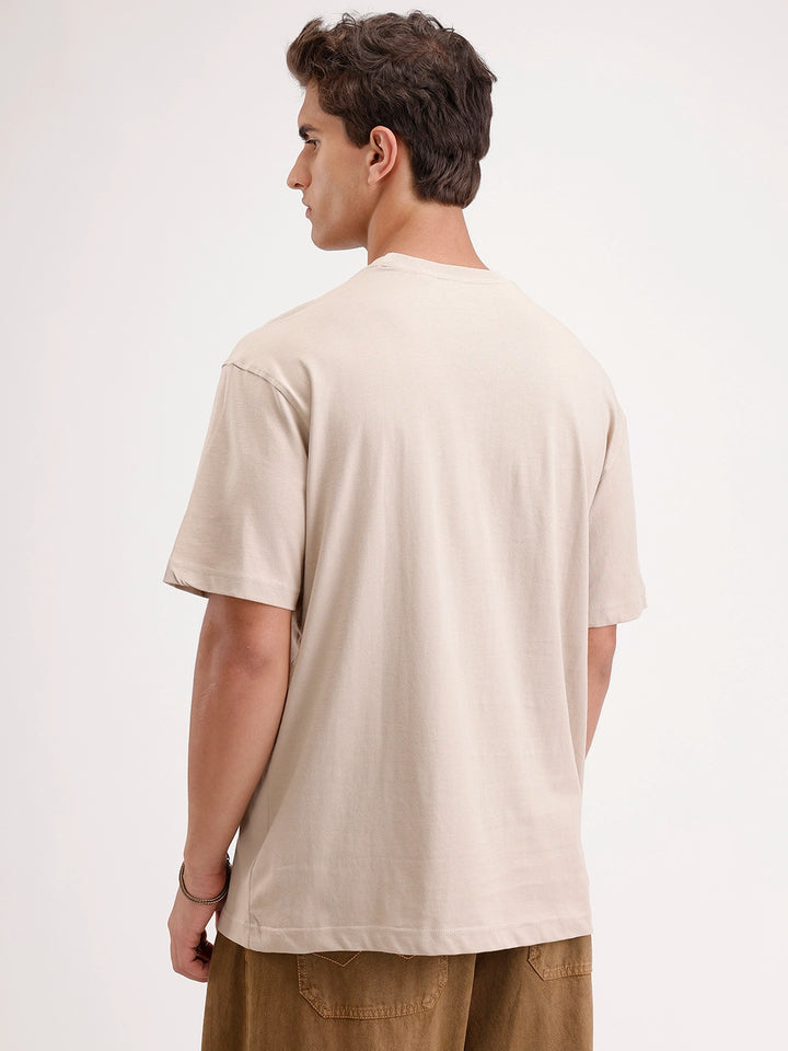 Oversized Cut & Sew T-Shirt | Beige