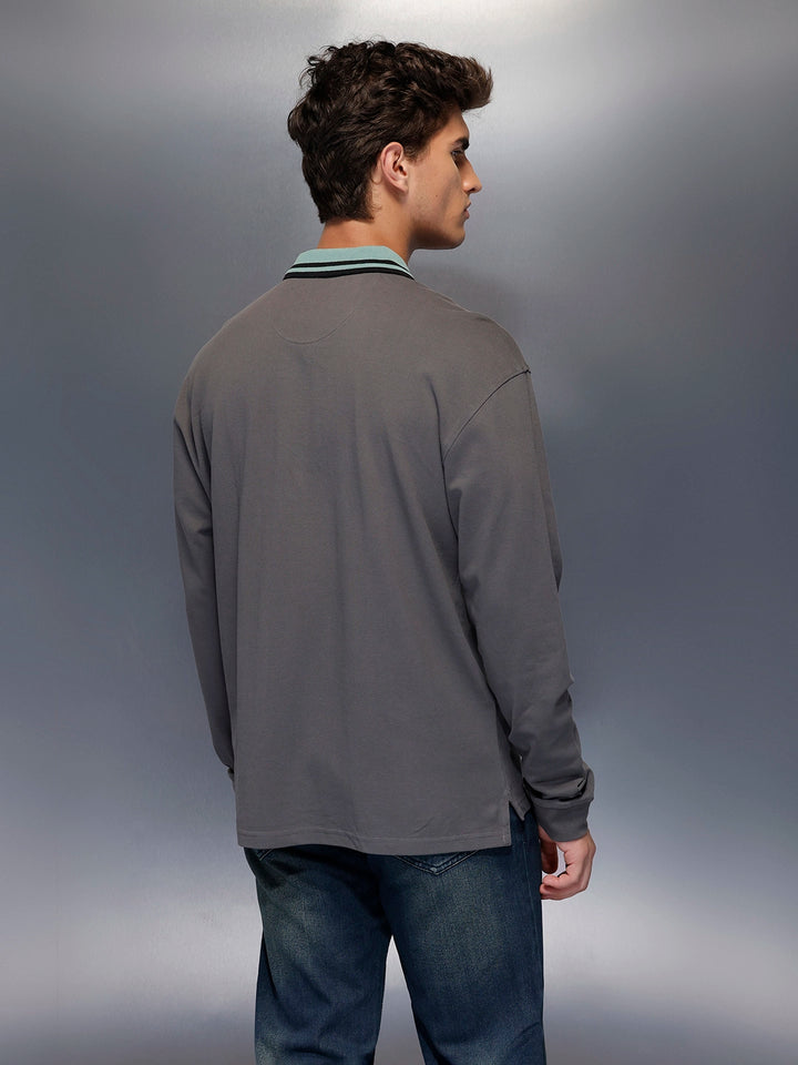 Classic Long Sleeve Polo T-Shirt   |  Grey