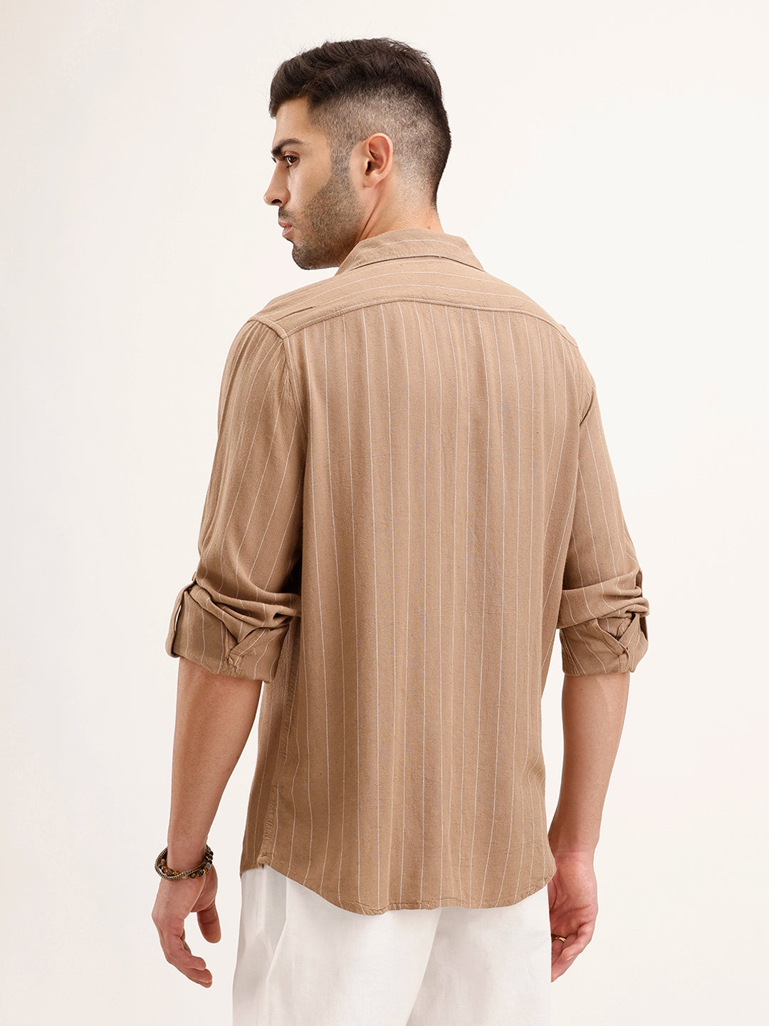 Slim Fit Striped Shirt | Khaki