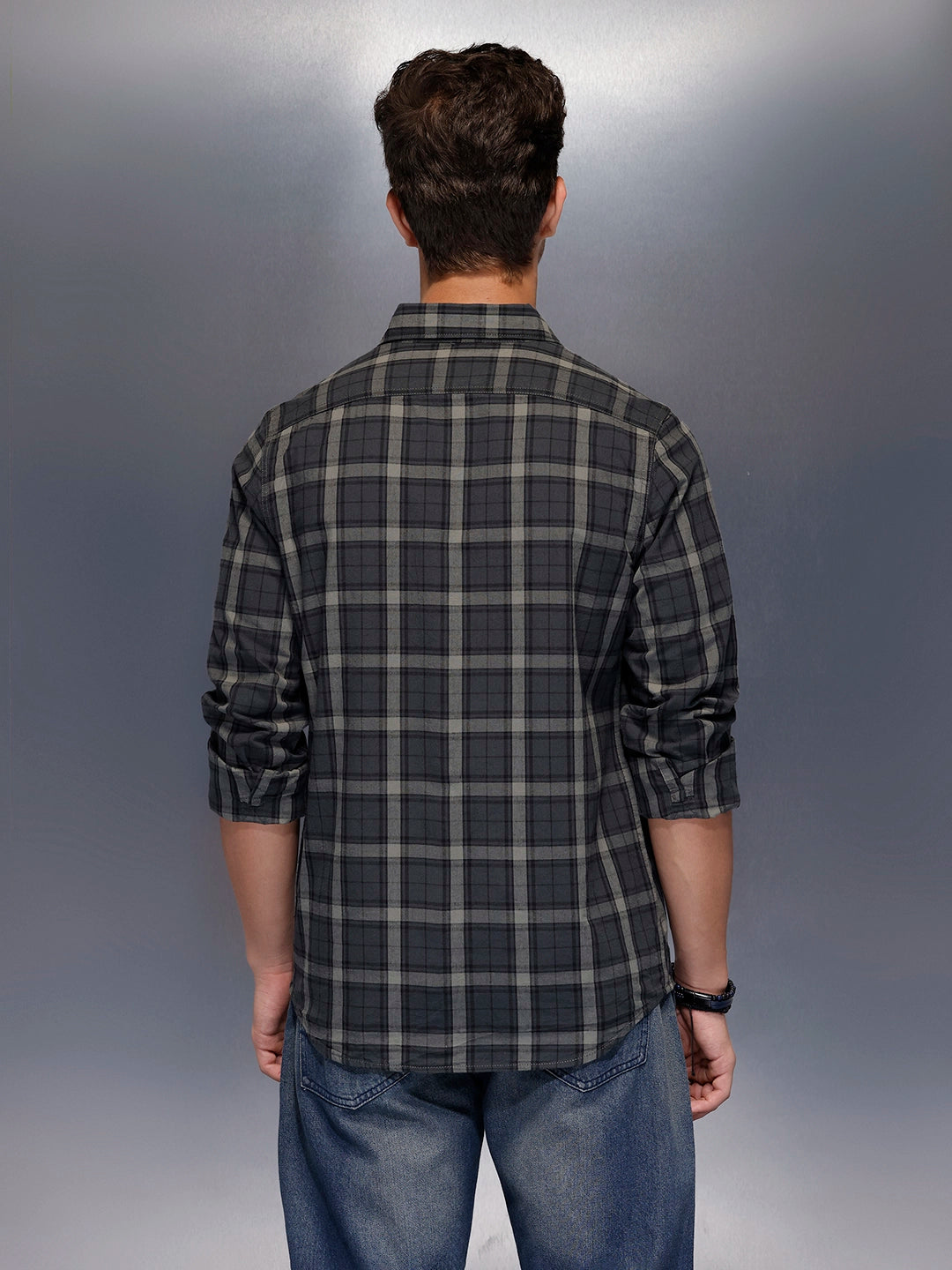 Men's casual classic check shirt | Grey