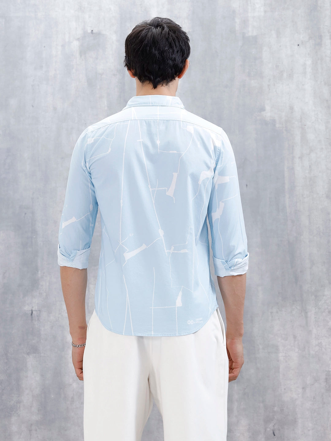 Wrogn Regular Fit Printed Casual Shirt | Blue