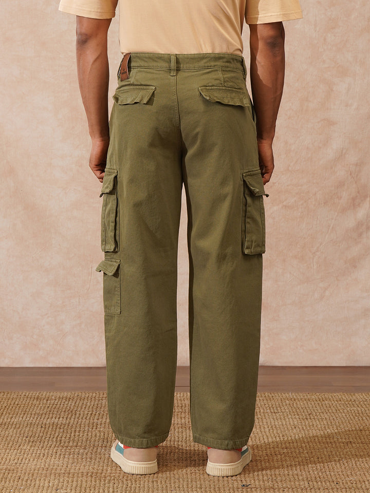 Stacked Loose Fit Cargo Trouser | Olive